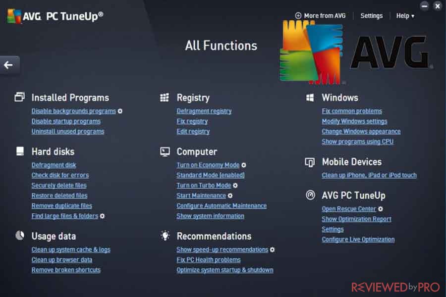 Avg TuneUp functions