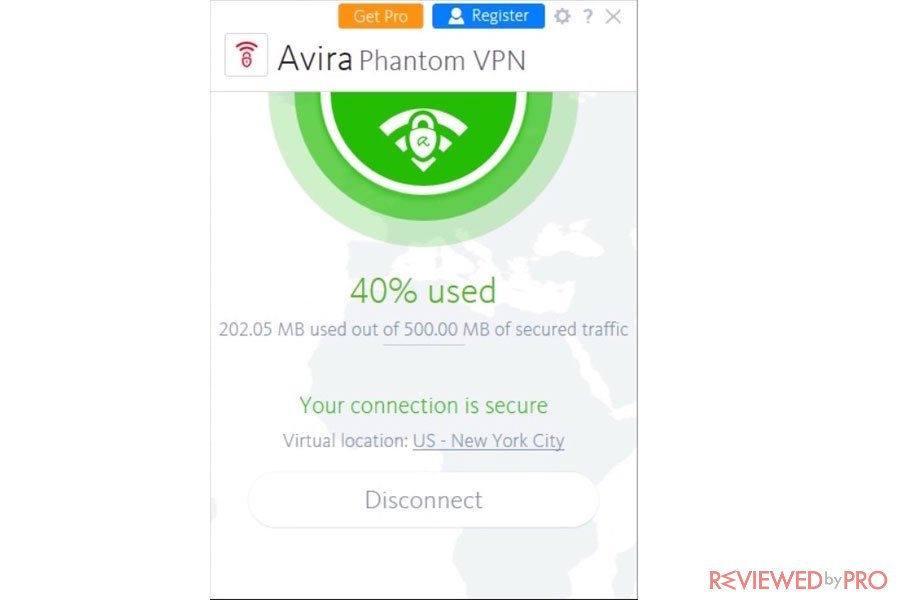 Avira Phantom VPN Data Used