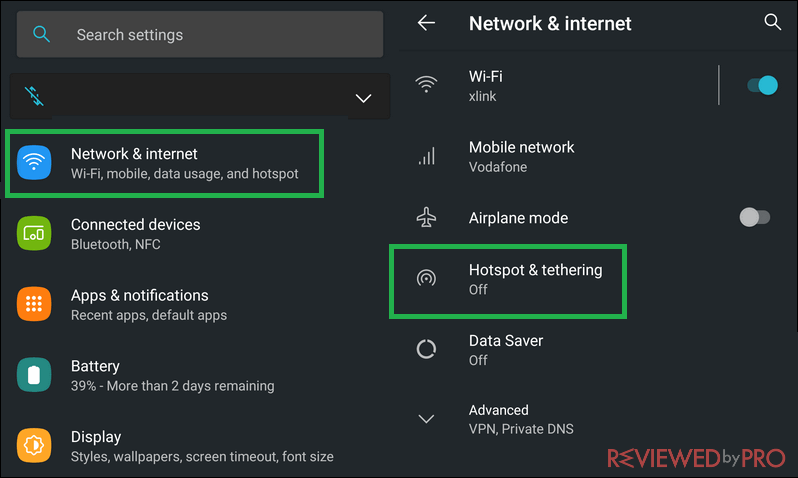 Enable hotspot on Android