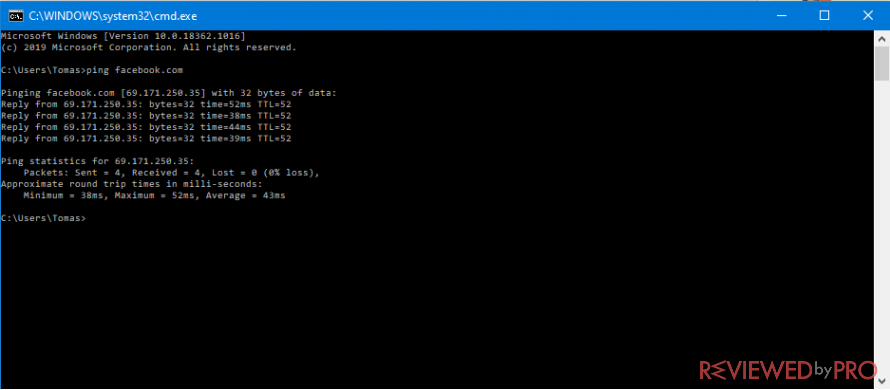 Find any websites IP with command prompt