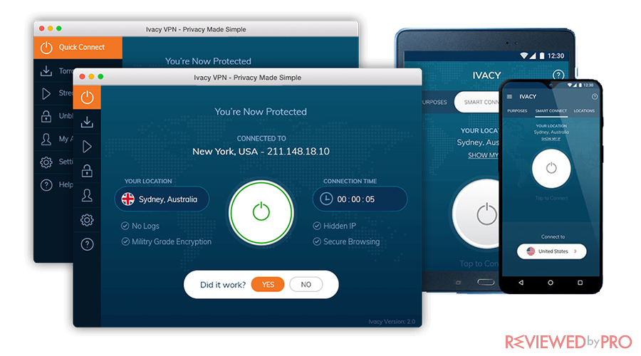 ivacyvpn user interface