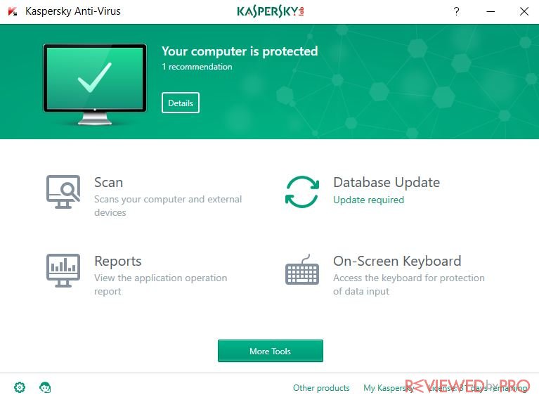 Kaspersky Anti-Virus main window