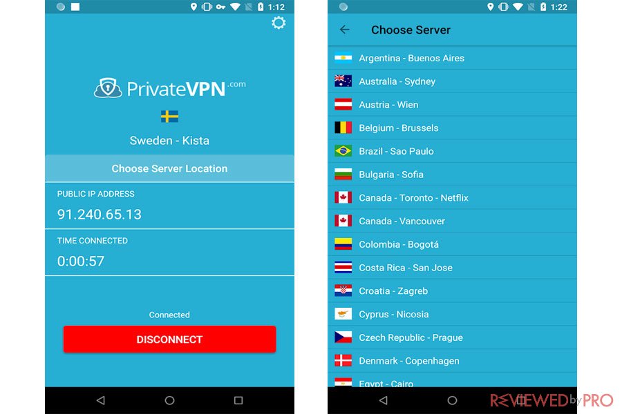 Private VPN Android connected
