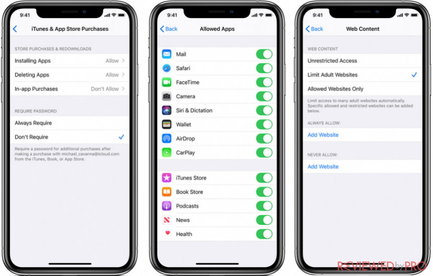 Setting up parental controls on iOS devices