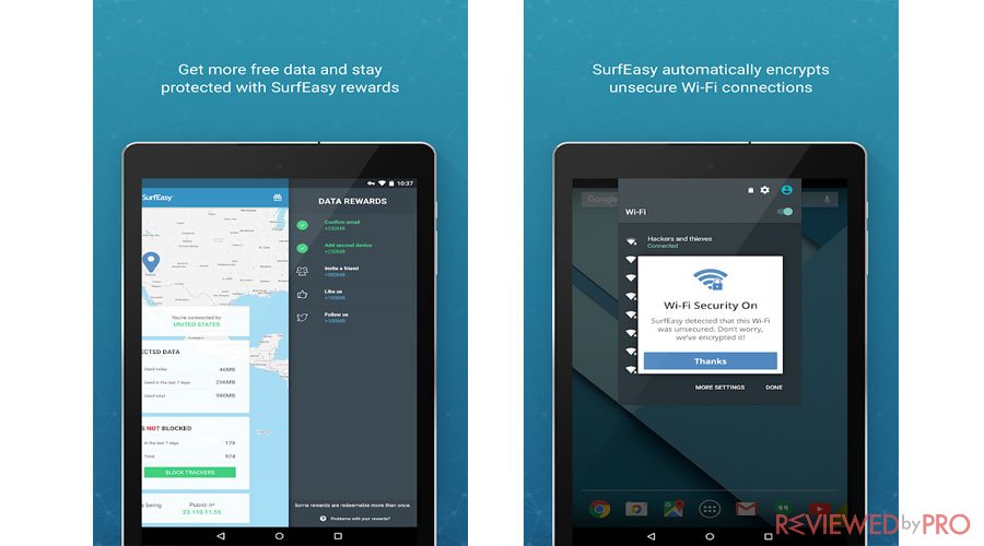 SurfEasy Android tablet VPN