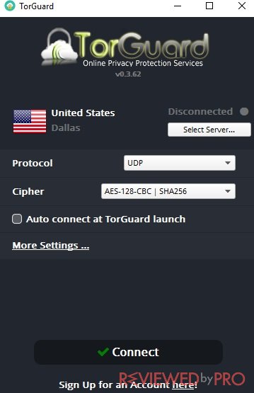Torguard VPN Main Window
