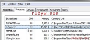 What is the rubyw.exe process and should it be removed?