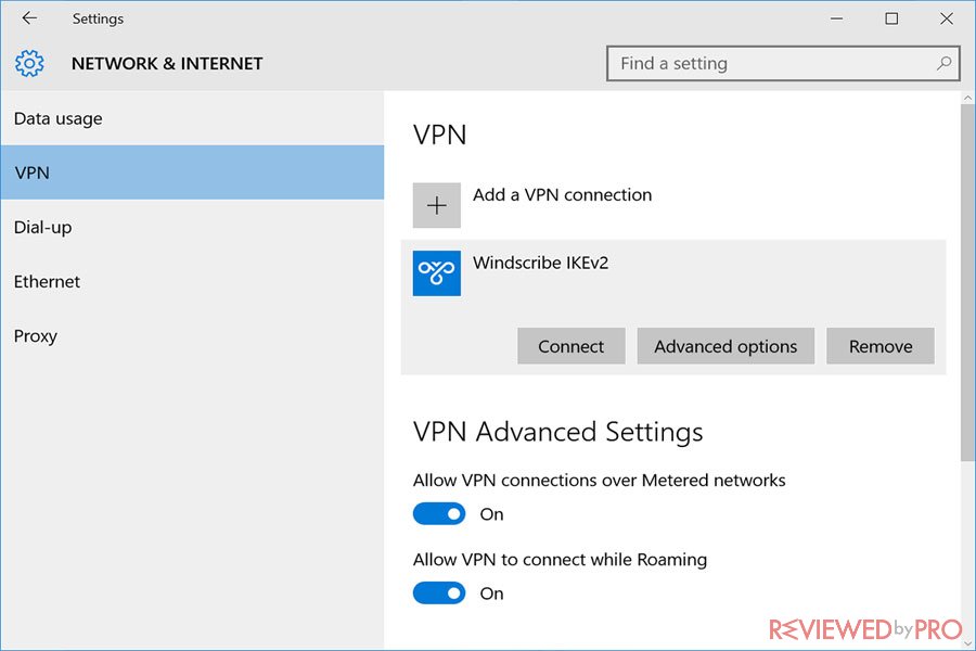 WIndscribe VPN Windows Settings
