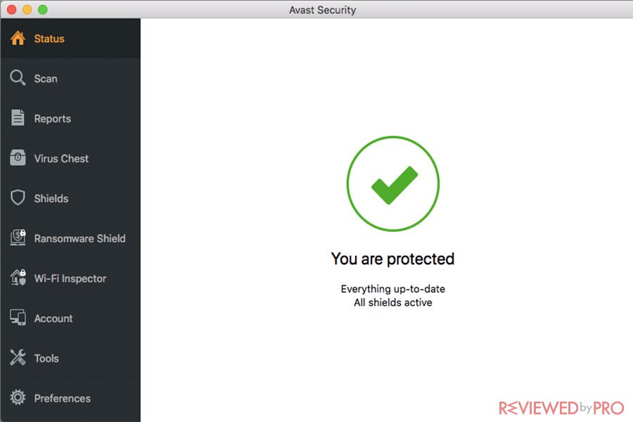 Avast Security for Mac protected