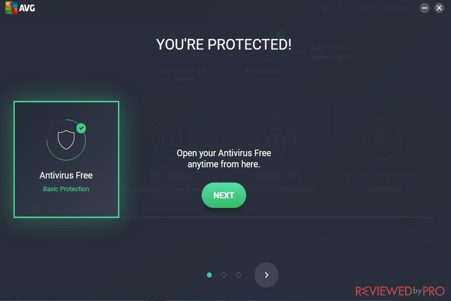 AVG Free Antivirus Protected