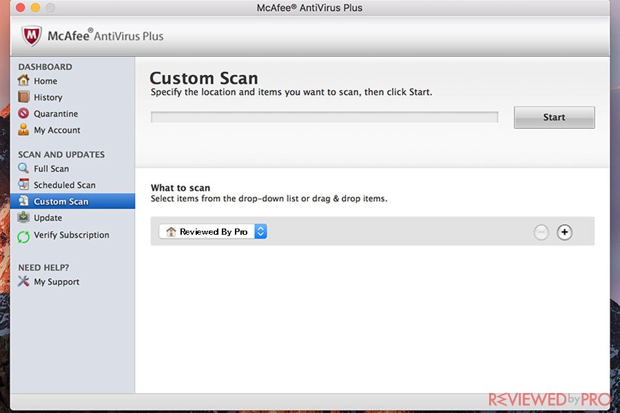 Custom Scan McAfee Total Protection Mac