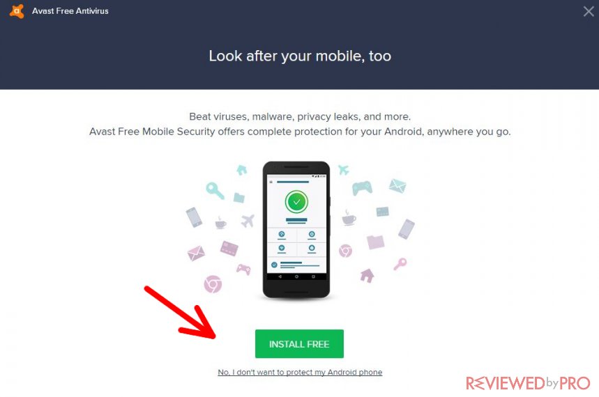 avast free mobile security display icon on bar