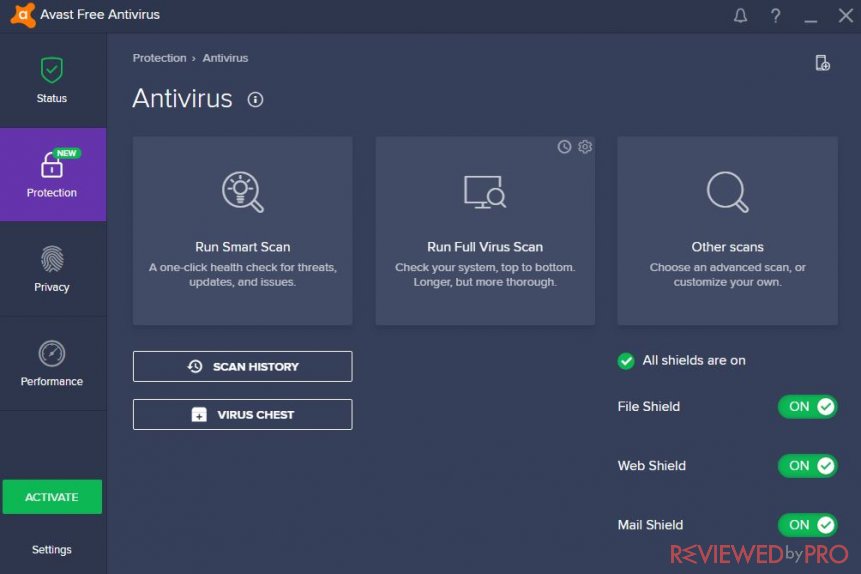 avast scan ed files