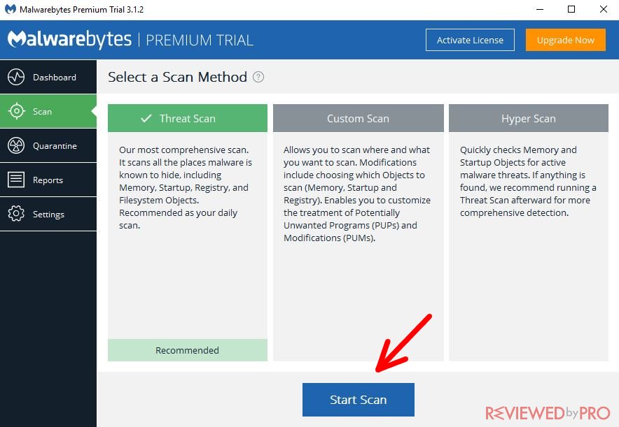 scheduled scan malwarebytes free