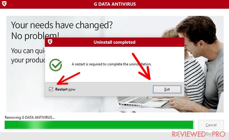 uninstall g data antivirus